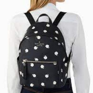Kate Spade Chelsea Mini Backpack Black with White Apples